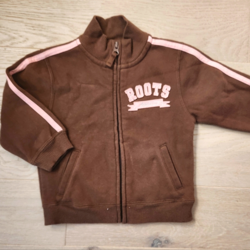 Baby Roots 73 Athletics Brown Zip-Up Jacket with Pink Accents 18-24 Months